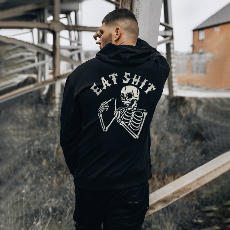 UPRANDY Skeleton Eat Shit Printed Men's Casual Hoodie -  UPRANDY