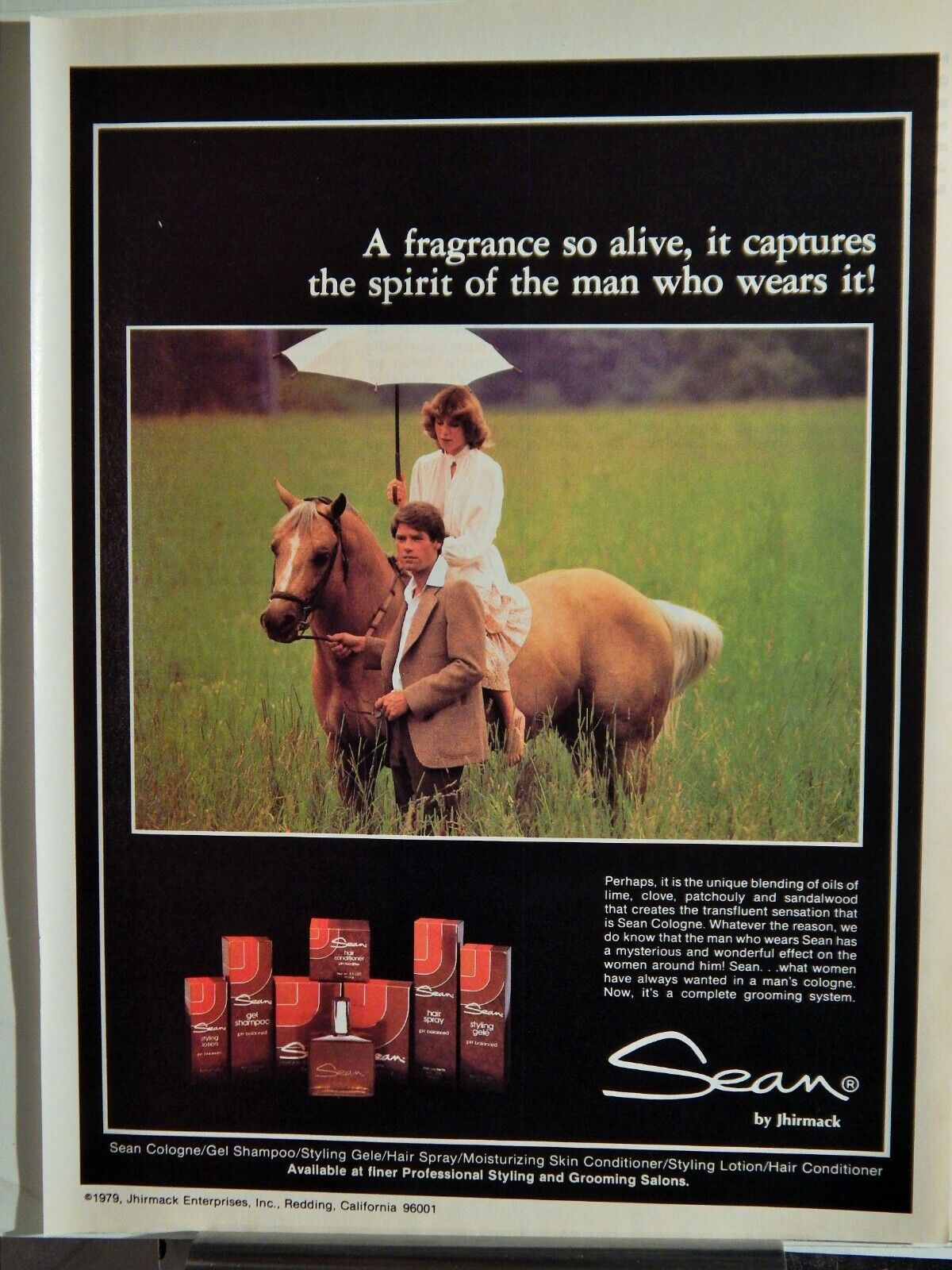 SEAN BY JHIRMACK FINE MEN'S COLOGNE ORIGINAL VTG 1979 Photo Poster painting AD,