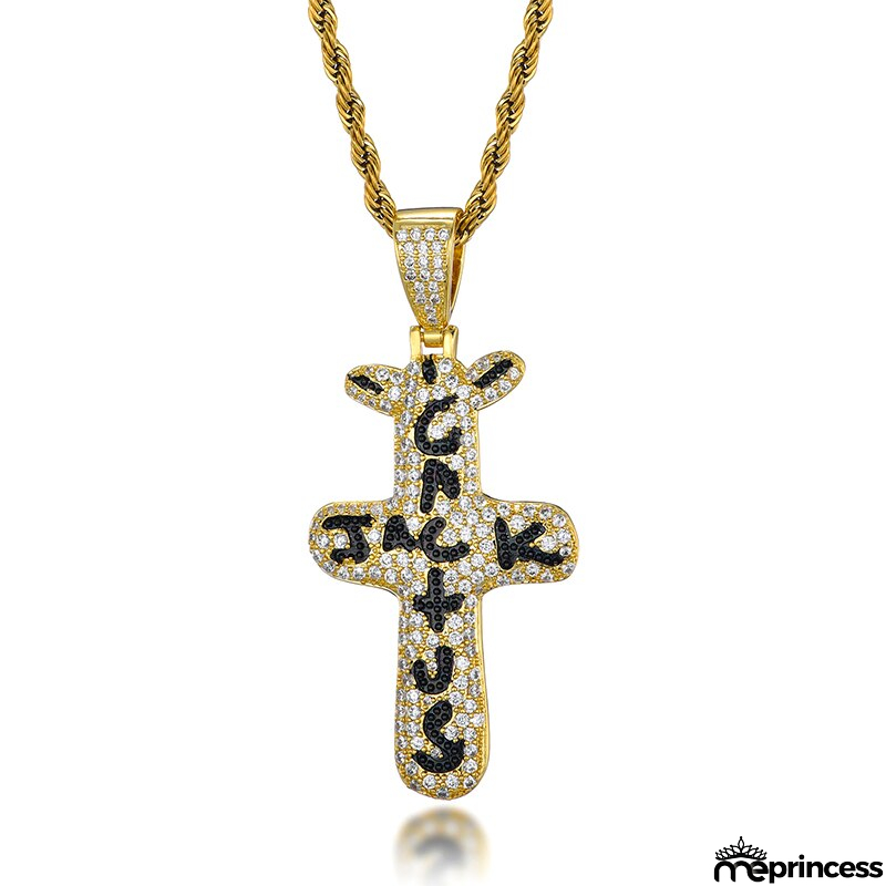 Men's Metal Copper Link Chain Cross Pattern Trendy Necklaces