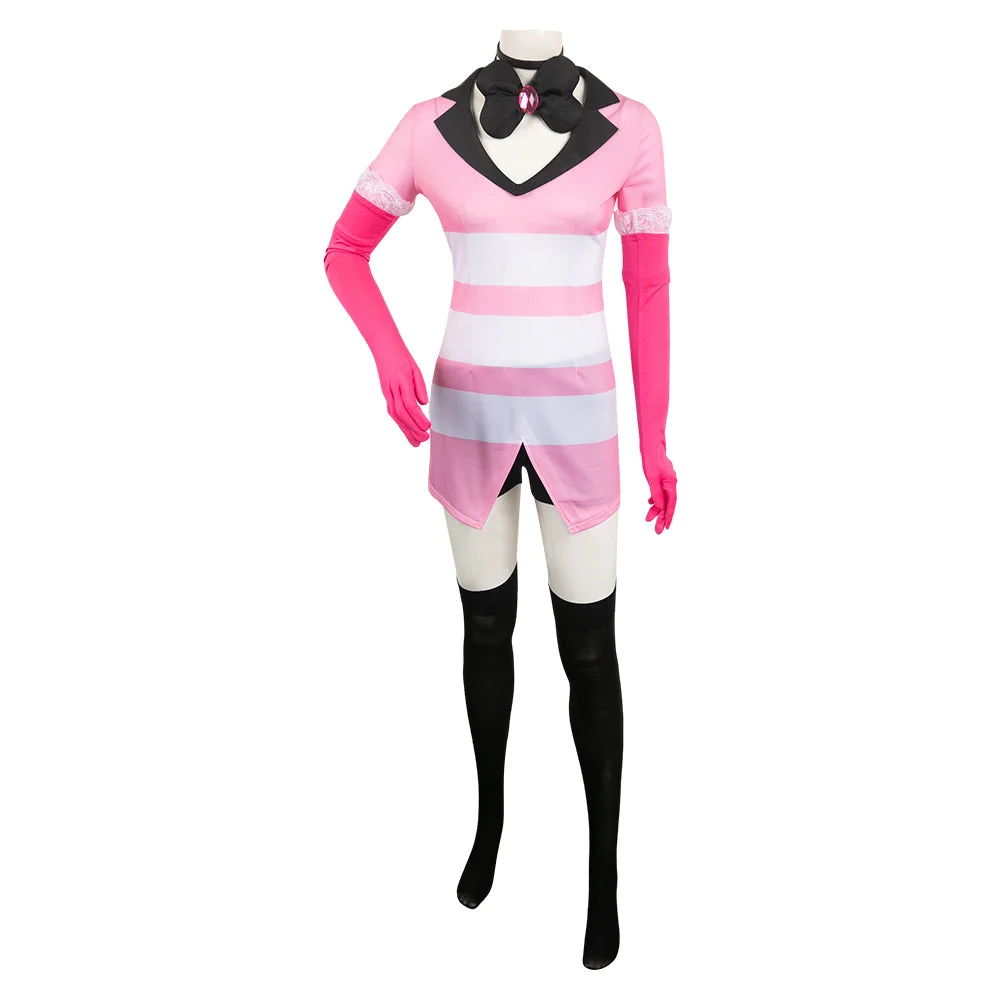 TV Hazbin Hotel (2024) Angel Dust Pink Tightsuit Outfits Cosplay Costume Halloween Carnival Suit