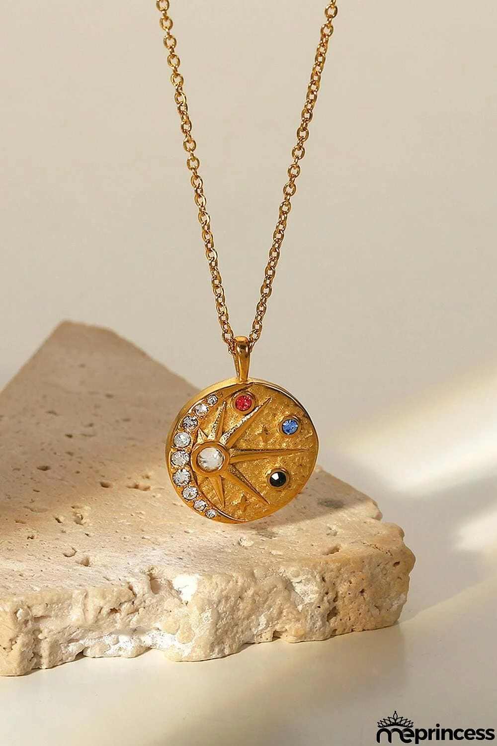 18K Gold Plated Inlaid Zircon Pendant Necklace