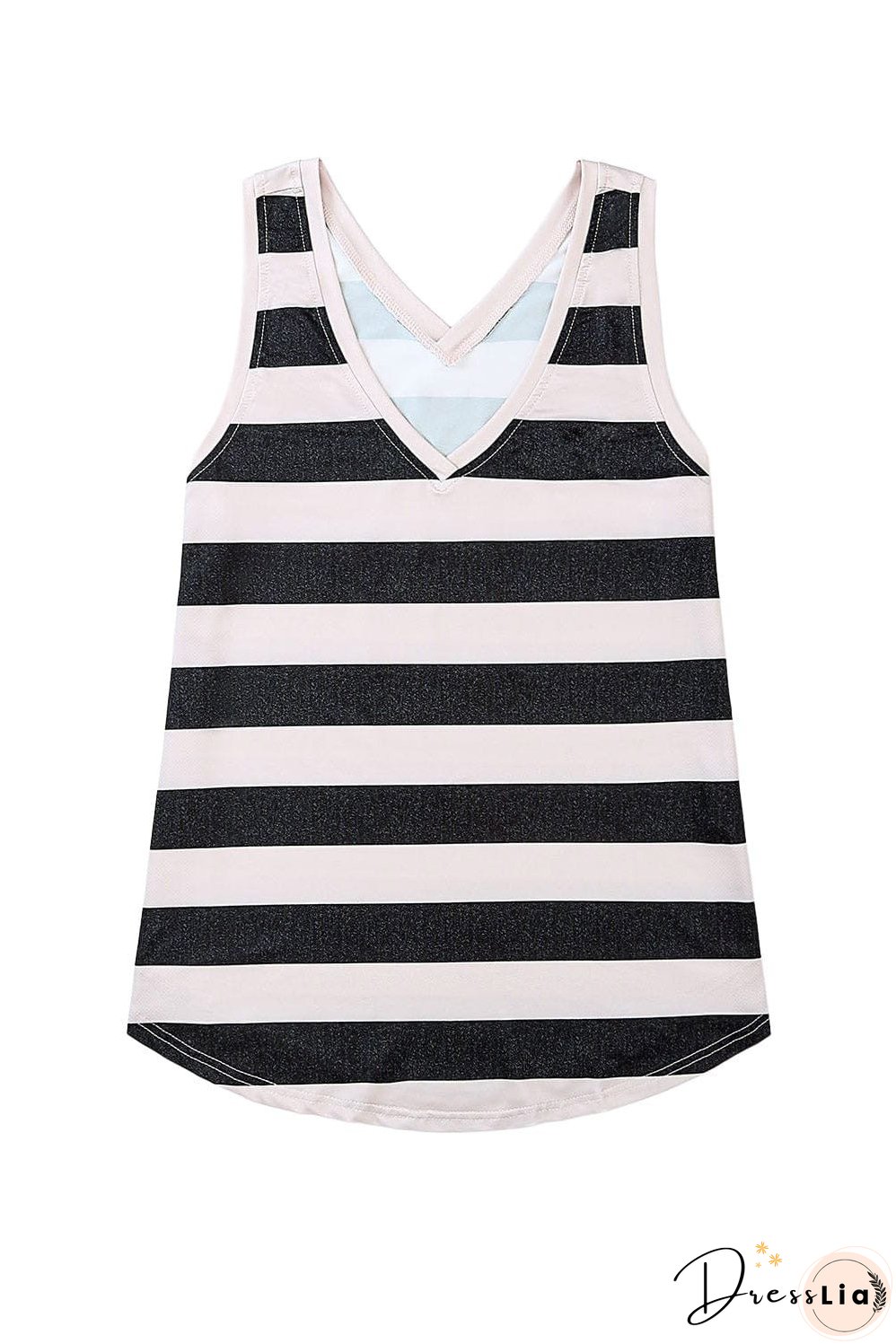 Cozy Striped Sleeveless V Neck Tank Top
