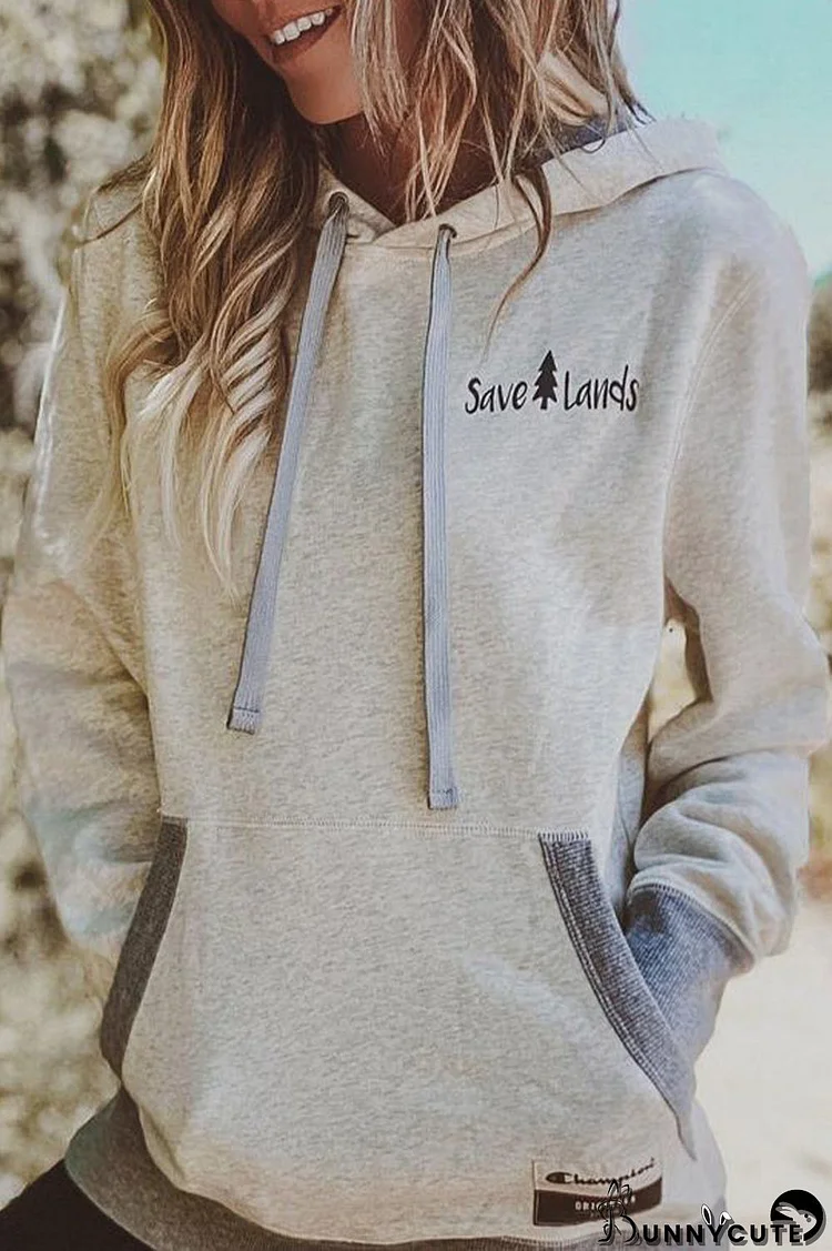 Casual Letter Printing Hooded Collar Tops
