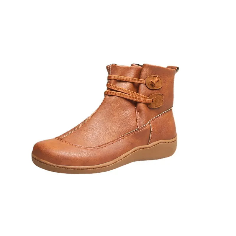 Breakj Breakj New Flat-Bottomed Plus Velvet Lady Warm Short Boots Winter New Martin Boots Yingfeng Ms. Short Boots