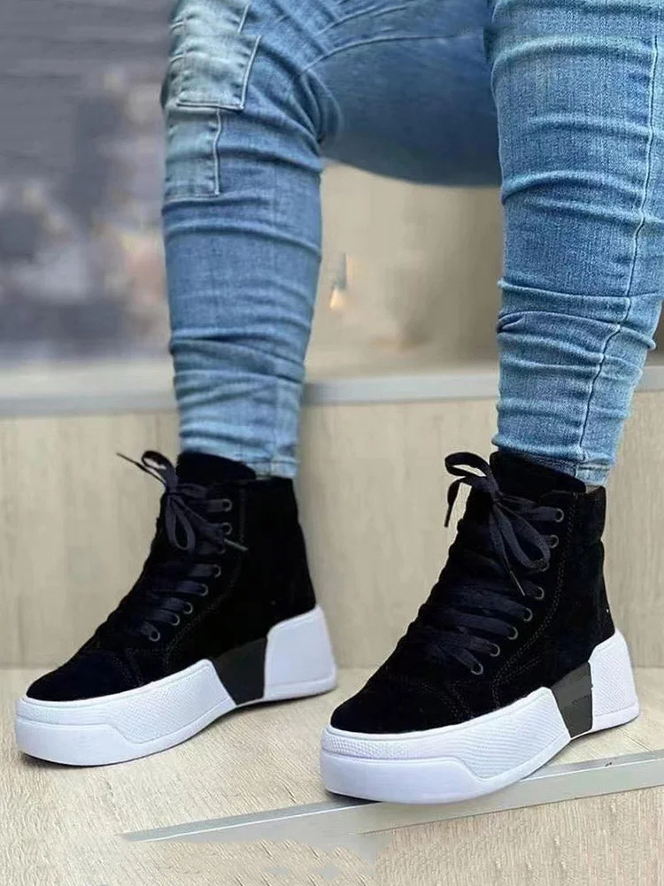 High Top Lace-Up Suede Sneakers