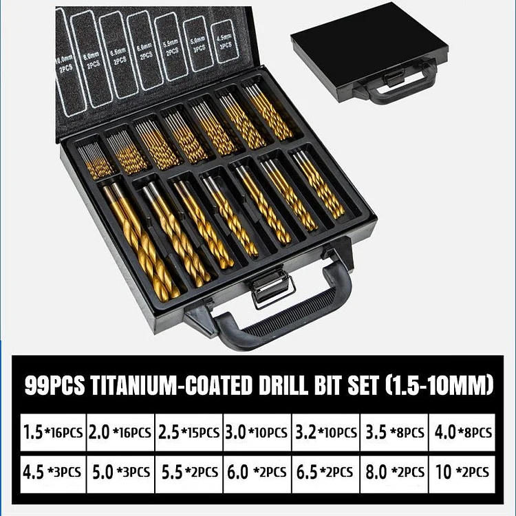 20/25/150/99pcs Titanium Coated Drill Bit Set