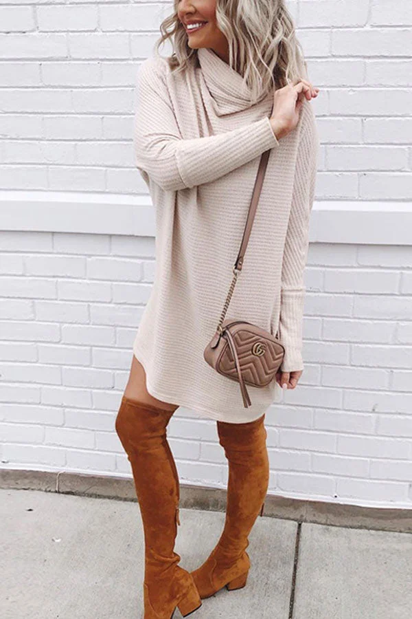 Fashion Knitted Mid Length Dress