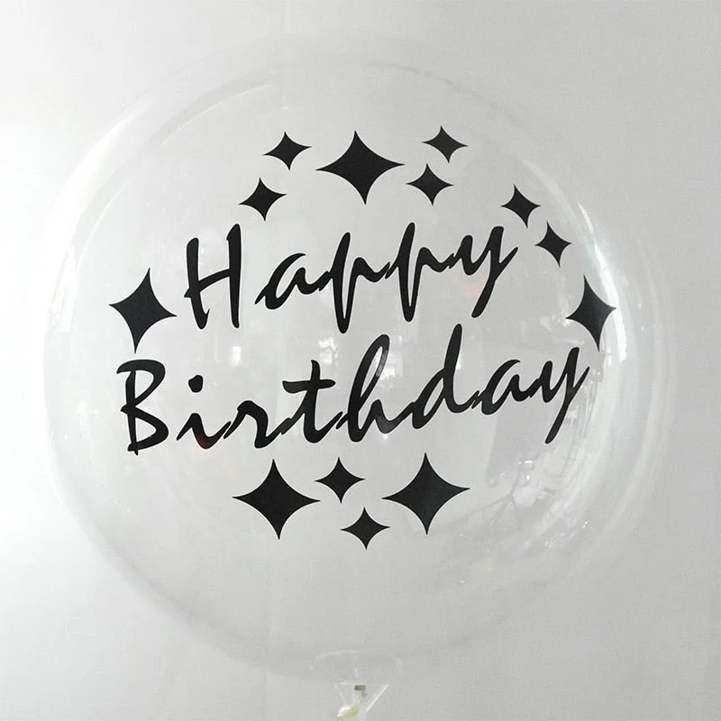 1Pc 20inch Transparent Balloon with Sticker Happy Birthday Balloons Helium Balloon Wedding Birthday Party Decoration Supplies
