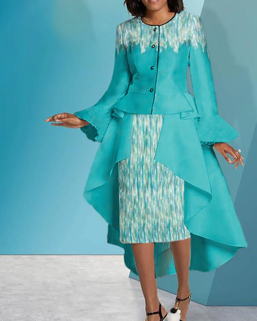 Ladies Elegant Contrast Print Versatile Dress