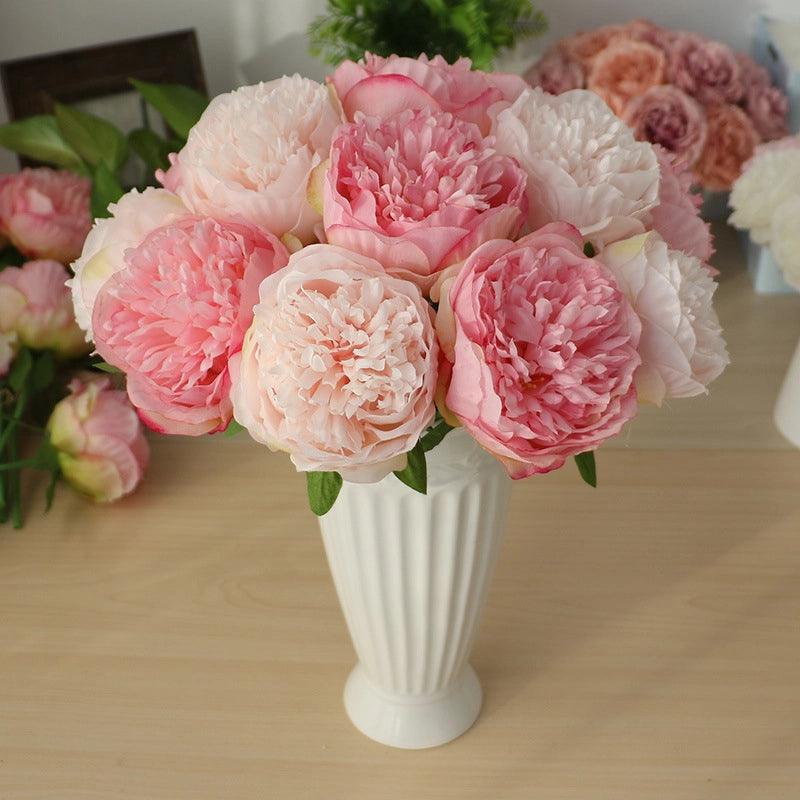 Artificial Flower Five-headed Peony Bundle Fake Flower Home Decoration Wedding Supplies Plant Silk Cloth Crafts