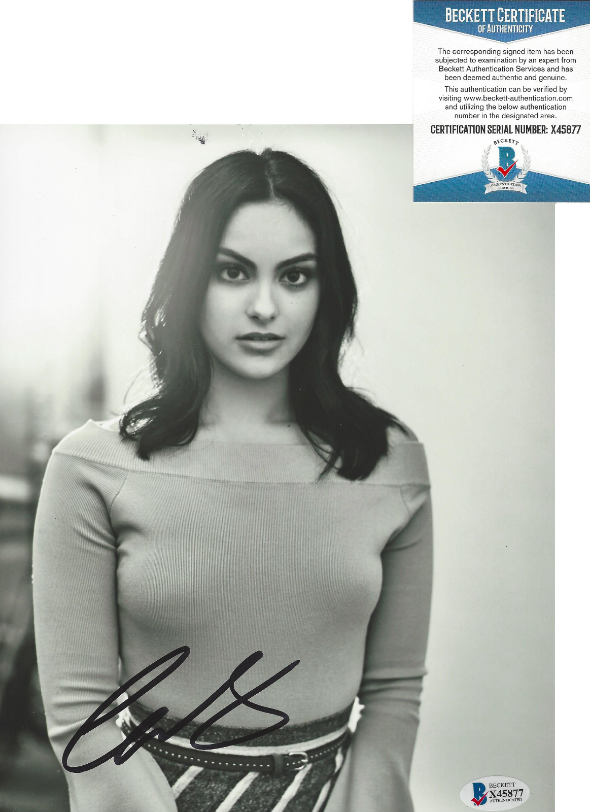 CAMILA MENDES SIGNED 'RIVERDALE' 8x10 SHOW Photo Poster painting ACTRESS BECKETT COA BAS