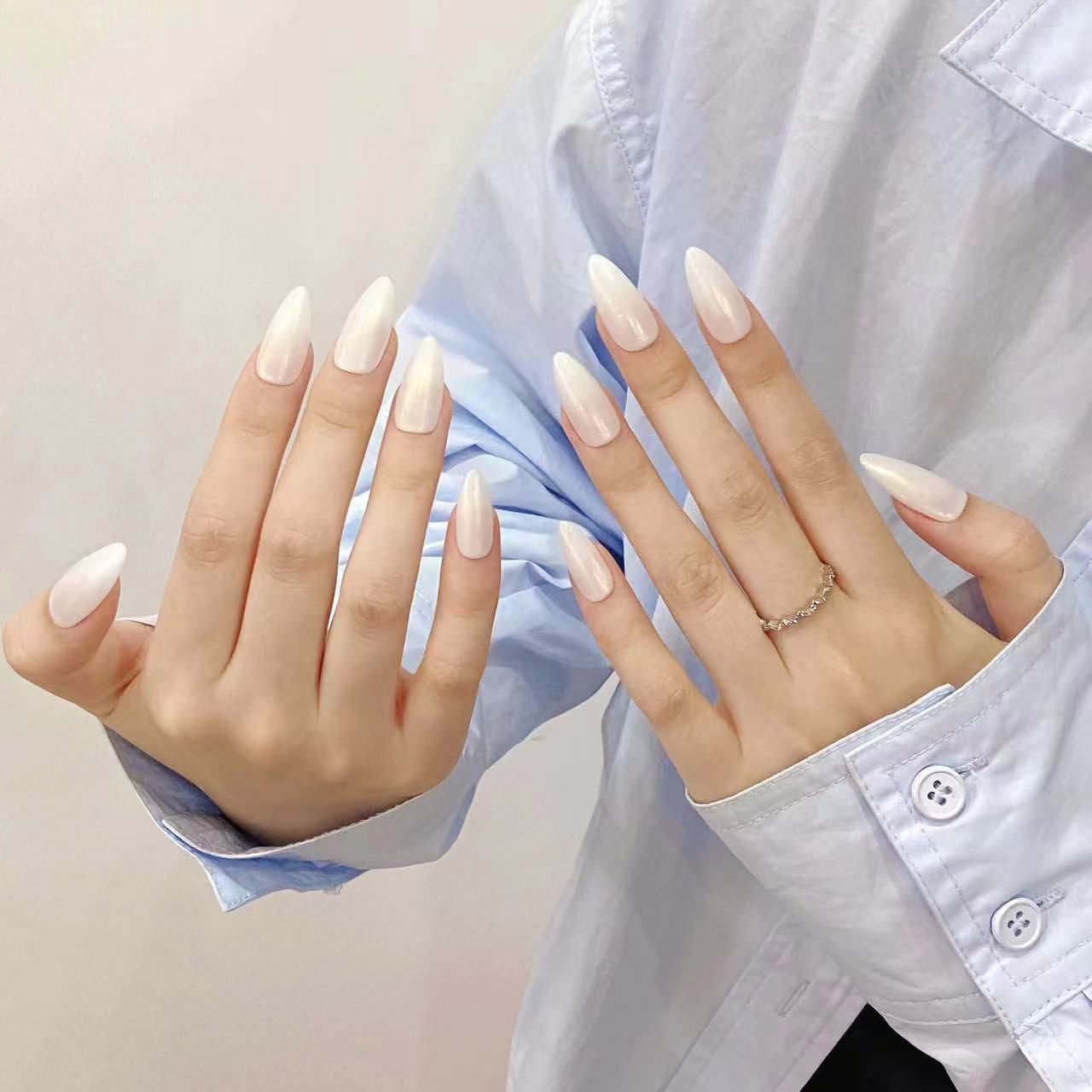 Pure Color Minimalist Almond Nails