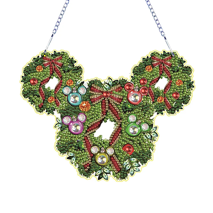 Acrylic Special Shape Mickey Mouse Wreath 5D DIY Diamond Painting Dots Pendant