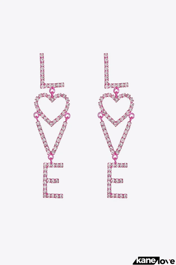 LOVE Glass Stone Zinc Alloy Earrings