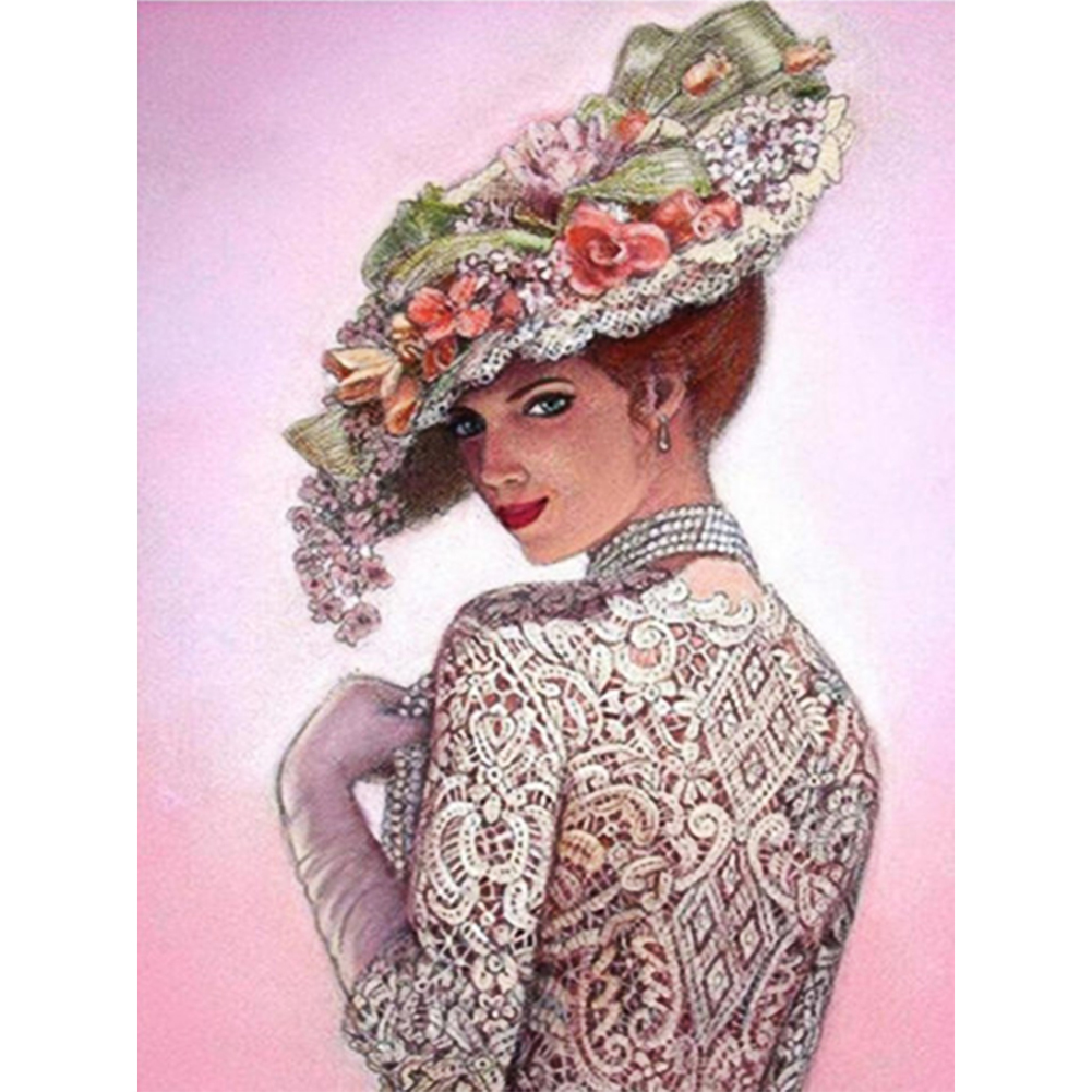 

30*40CM - Lady Smile - Round Drill Diamond Painting, 501 Original