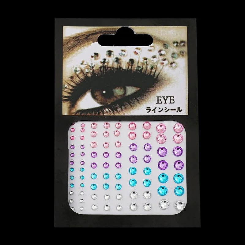 2021 Fashion Women Tattoo Diamond Makeup Eyeliner Eyeshadow Face Sticker Jewel Eyes Makeup Crystal Eyes Sticker