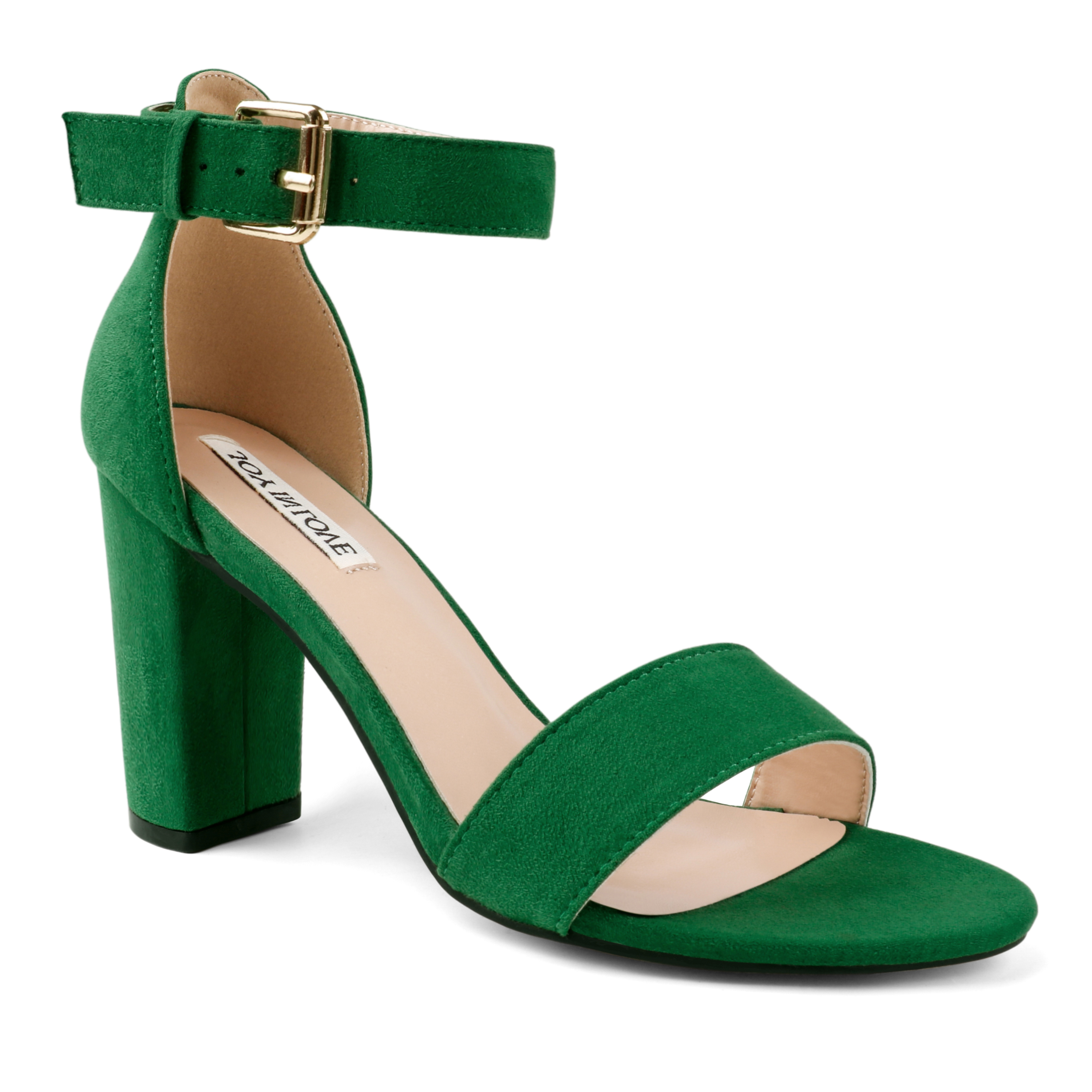 90mm Women's Ankle Strap Pumps Block Heel Suede Sandals Summer Shoes-MERUMOTE