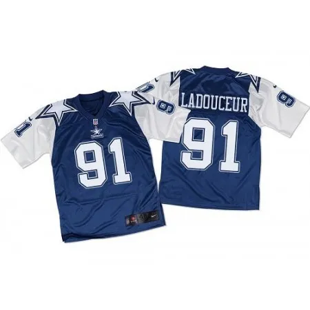 Cowboys #91 L. P. Ladouceur Navy Blue/White Throwback Men's Stitched NFL Elite Jersey
