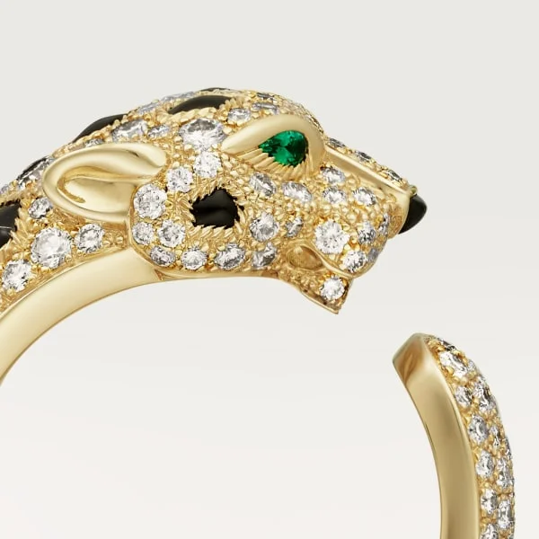 Panthere de Cartier ring, medium model, semi-paved yellow gold, emeralds, onyx, diamonds