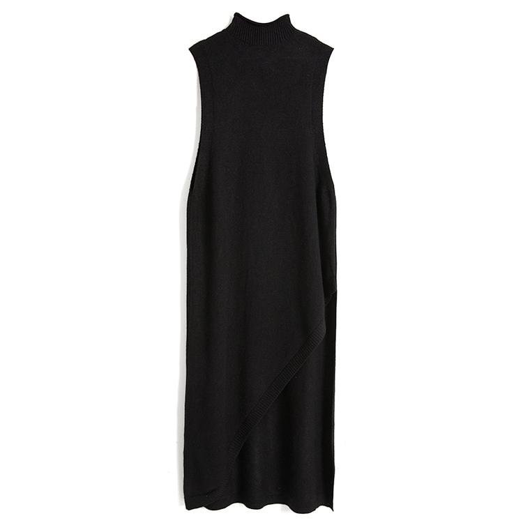 Elegant Solid Color Side Split  Vest Dress