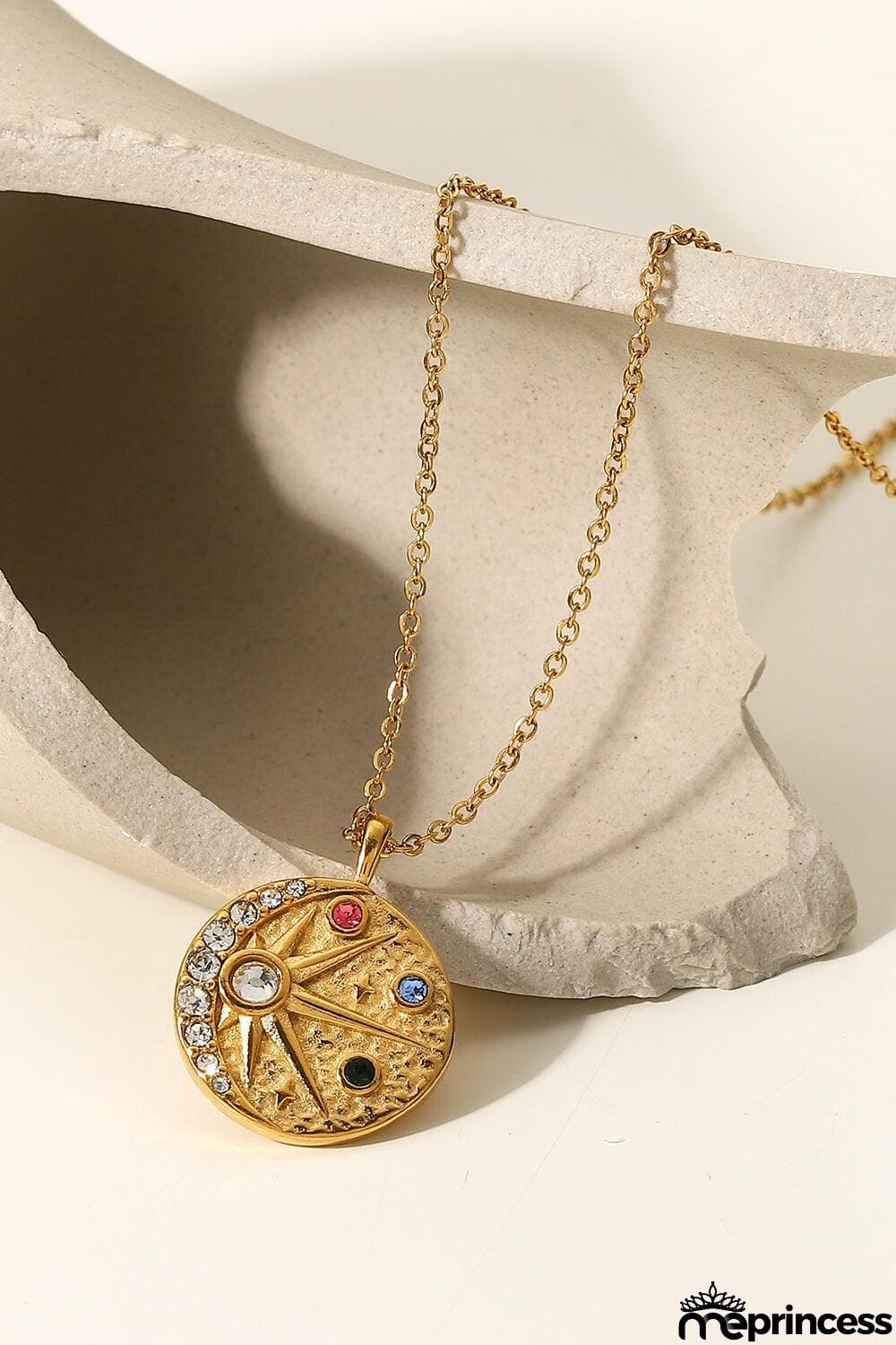 18K Gold Plated Inlaid Zircon Pendant Necklace