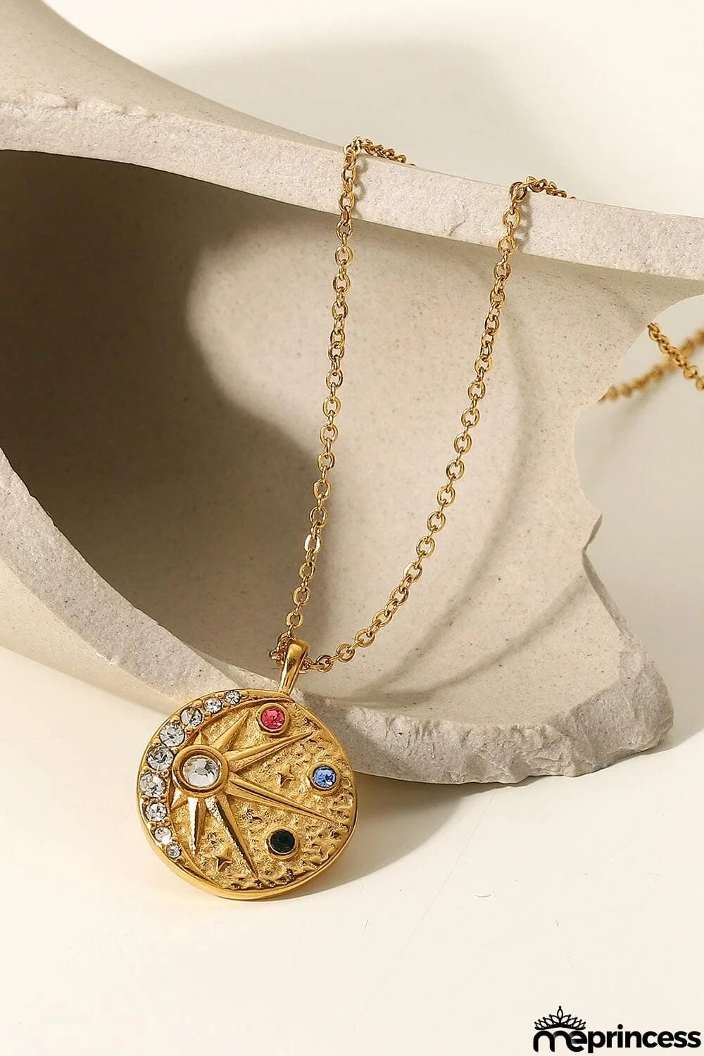 18K Gold Plated Inlaid Zircon Pendant Necklace