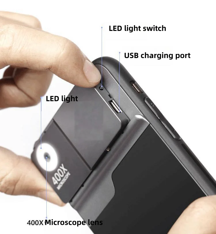 Suitable for iPhone12/13/14 mobile phone microscope lens 400X high-definition small mini micro microscope
