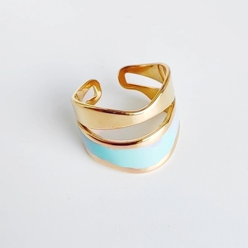 Casual Minimalist Geometric 304 Stainless Steel Titanium Steel 18K Gold Plated Enamel Plating Open Rings