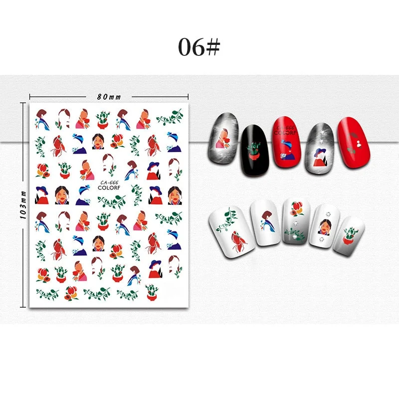1 Sheet 3D Halloween Nail Sticker Christmas Skull Bone Snake Butterfly Maple Leaf Pattern Decals Manicures 3D Nail Decorations