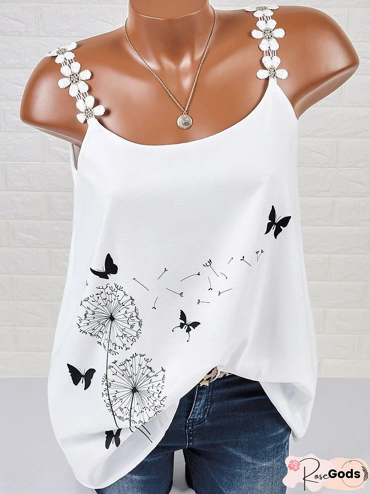 V Neck Sleeveless Cotton-Blend T-Shirt