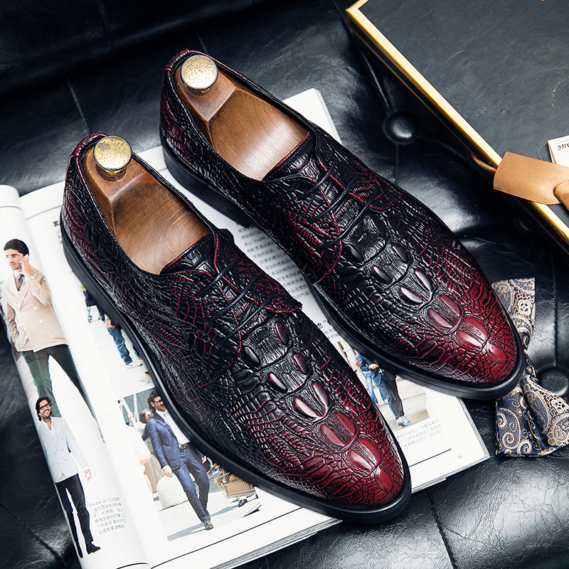 Men's Leather Crocodile Oxford Shoes Business Dress Shoes  | ARKGET