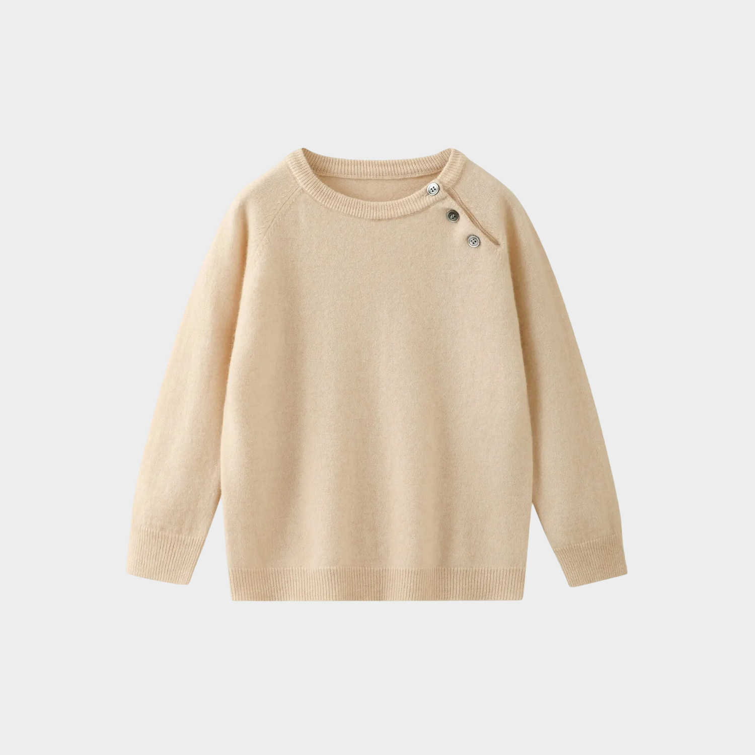 Kids' Drop-Shoulder 3-Button Cashmere Sweater REAL SILK LIFE