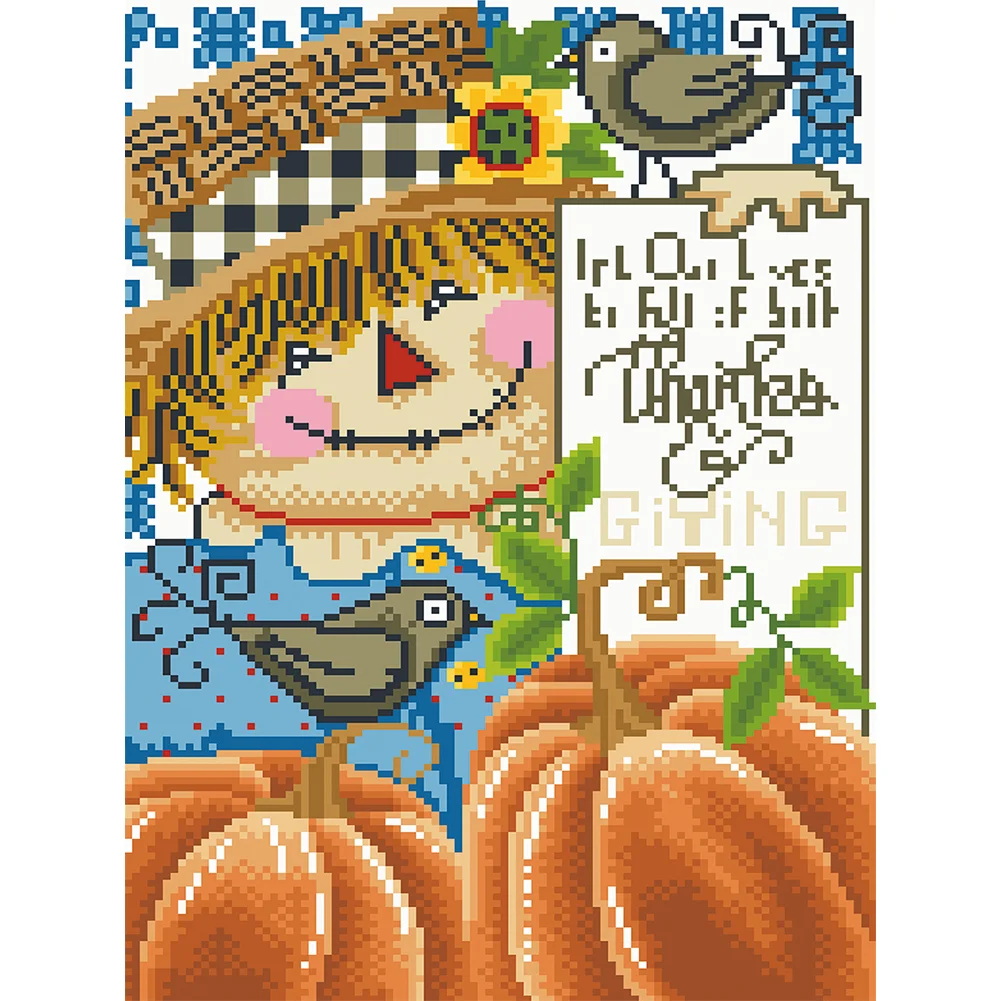 Pumpkin Strawman - 11CT Stamped Cross Stitch(30*40cm)