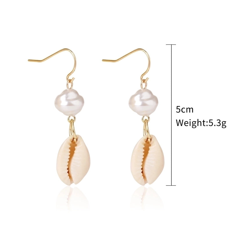 Fashion Shell Shell Inlaid Shell Artificial Pearls Women’s Earrings 1 Pair