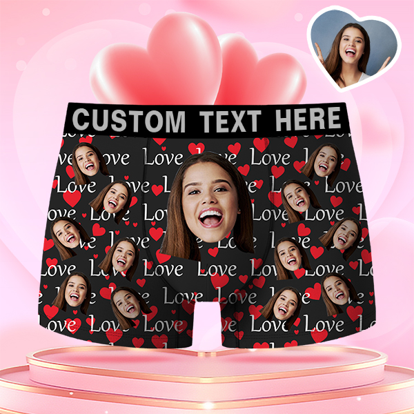 Valentine's Day Gifts Custom Face Men's Boxer Funny Face Confession Gift For Boyfriend Style Underwear, Birthday Gifts For Husband, Waistband Text Boxer Gift artswardrobe