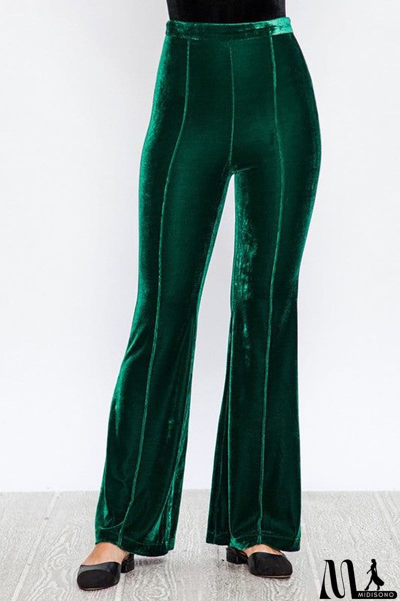 MidiSono - Cheerful Velvet Seam Flares Pants