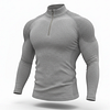 Men's Half Zip Sports Slim Sleek Muscle-Fit Vibe Long Sleeve T-shirts by Inlyline