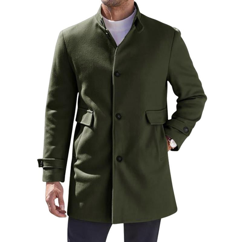 Men's Solid Color Stand Collar Mid-length Coat 97238515X