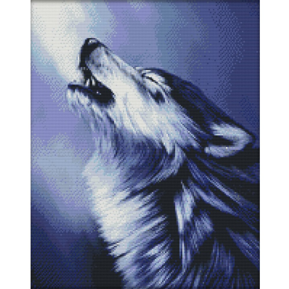 Wolf Howl - 14CT Joy Sunday Stamped Cross Stitch(37*45cm)