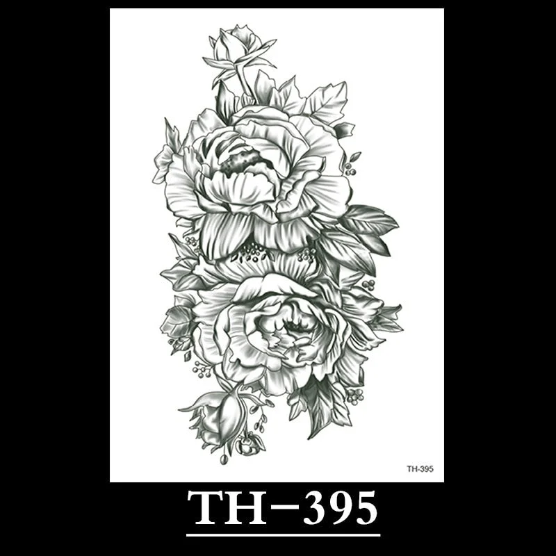 New Temporary Tattoos for Women Flower Sketch Tattoo Stickers Black and White Arm Art Snake Stickers Waterproof and Sweat Tattoo