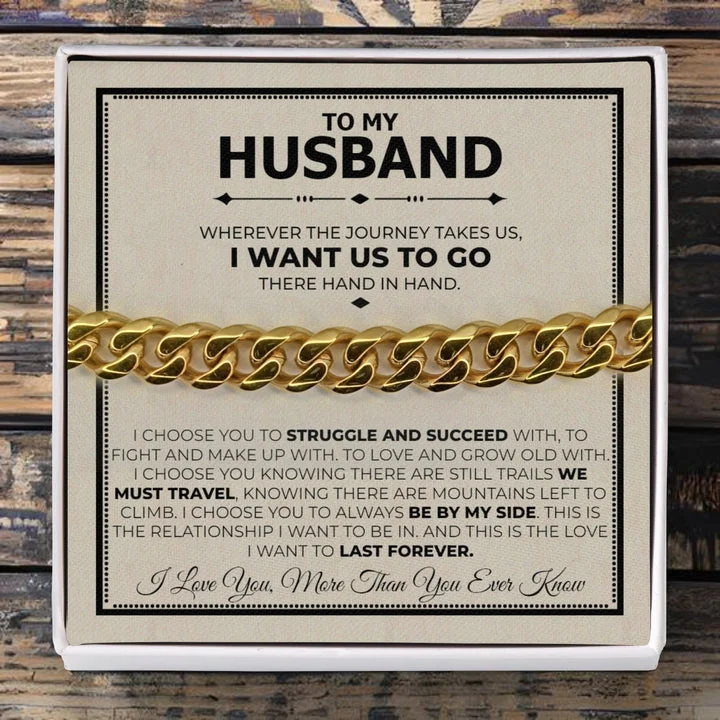 To My Husband Cuban Chain Bracelet Set Stainless Steel Bracelet - I Love You, More Than You Ever Know