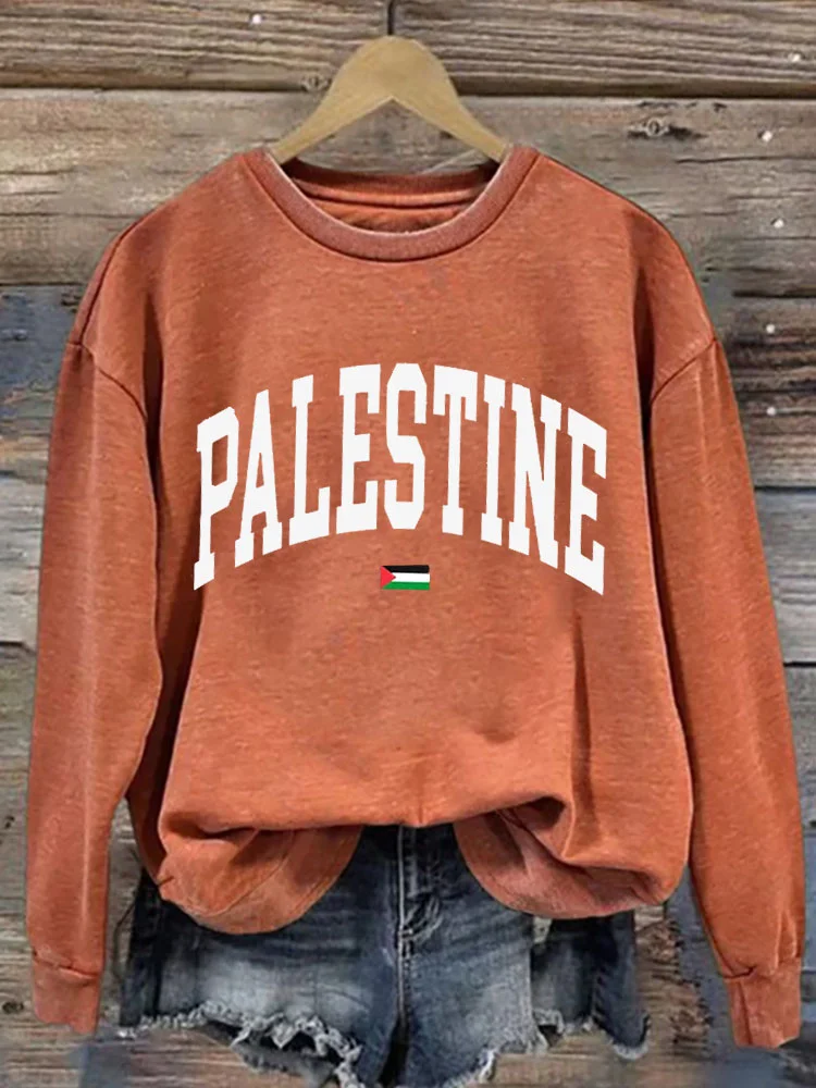 Women's Casual Free Palestine Print Sweatshirt