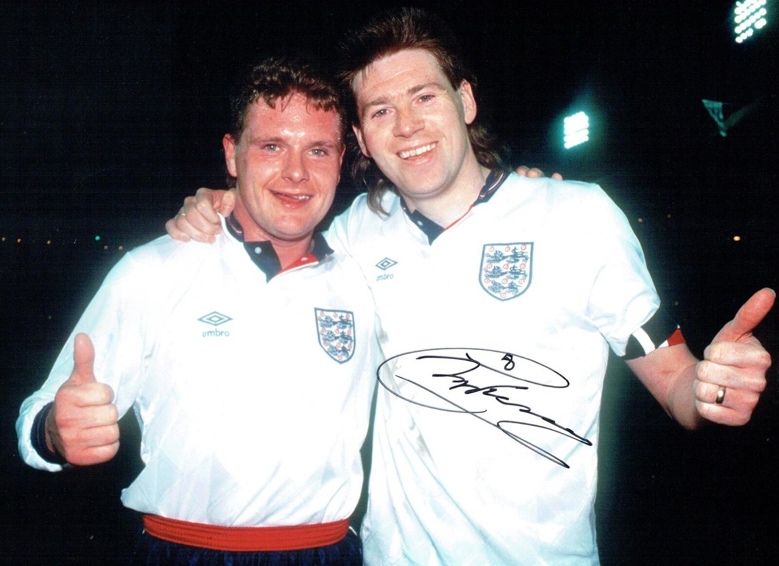 Chris WADDLE Signed Autograph 16x12 Photo Poster painting with Paul GAZZA Gascoigne AFTAL COA