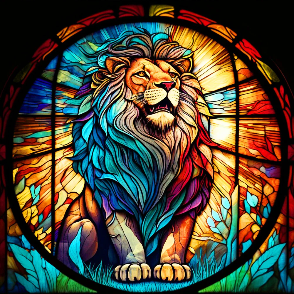 Diamond Painting - Full Round Drill - Stained Glass Tiger(30*30cm)