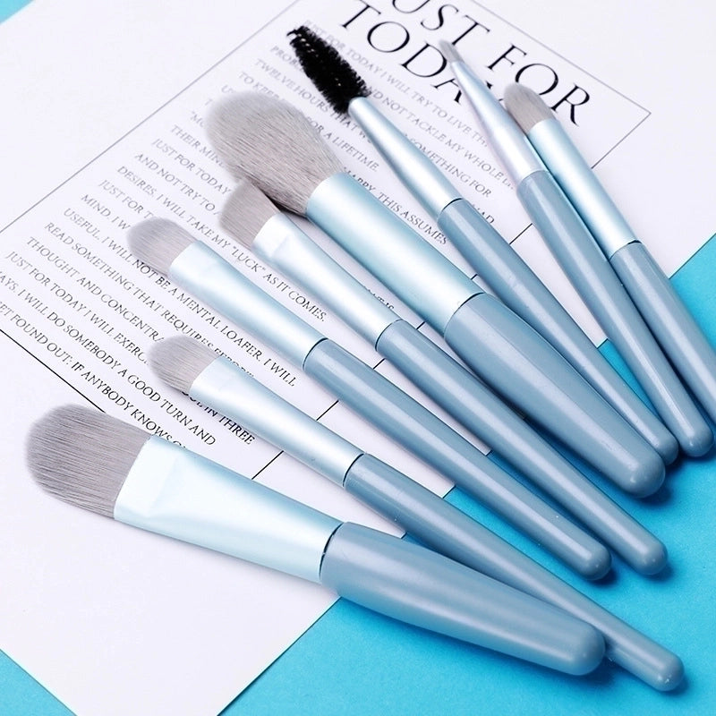 Minimalist Bionic Fiber Hair Plastic Handle Aluminum Tube Makeup Brushes 1 Set