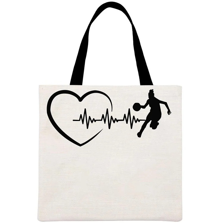 Basketball Heartbeat Gradient Printed Linen Bag-Annaletters