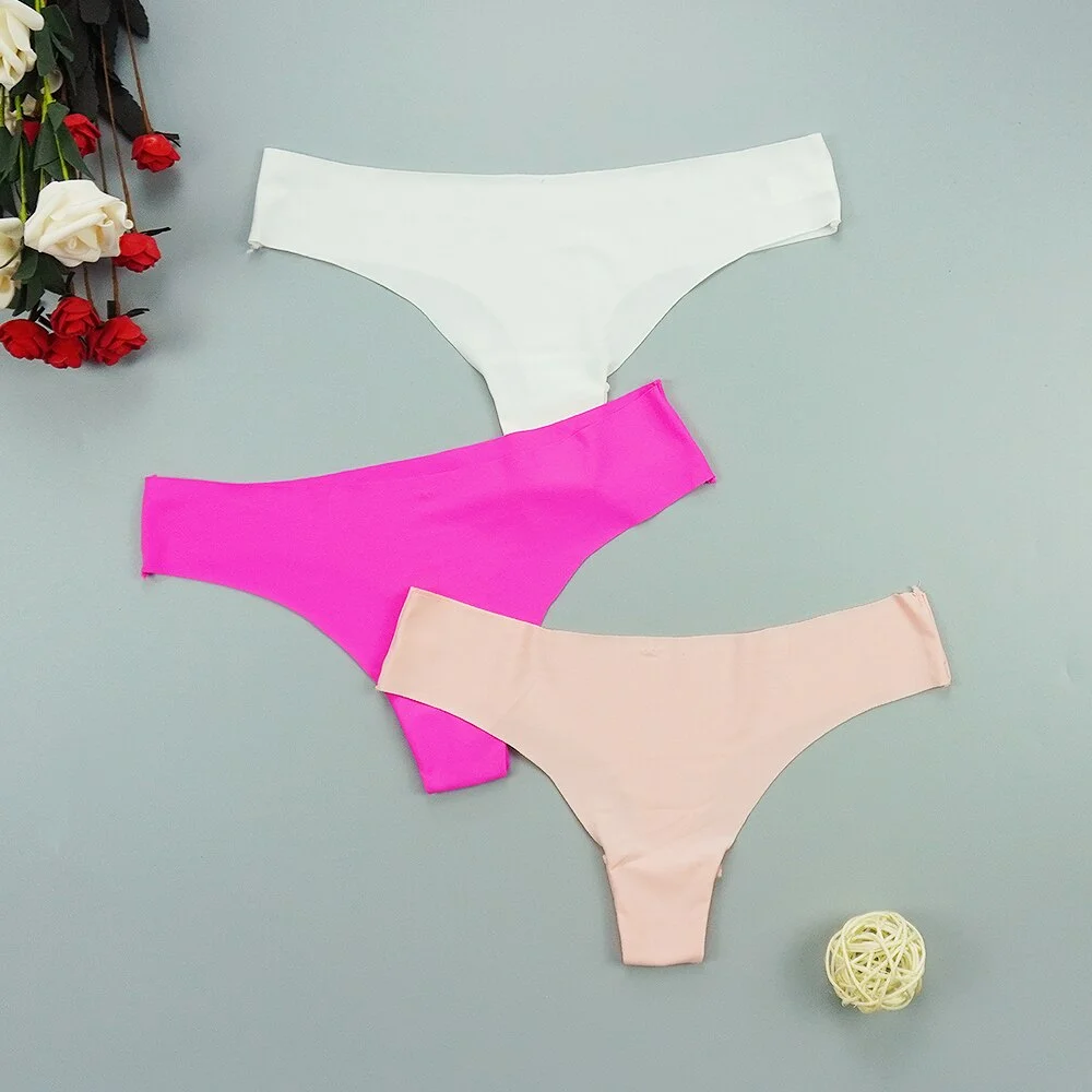 Billionm Seamless Thongs Sexy Ice Silk Panties String Woman Underwear Sports Panty Intimate Low-rise Underpants Tback
