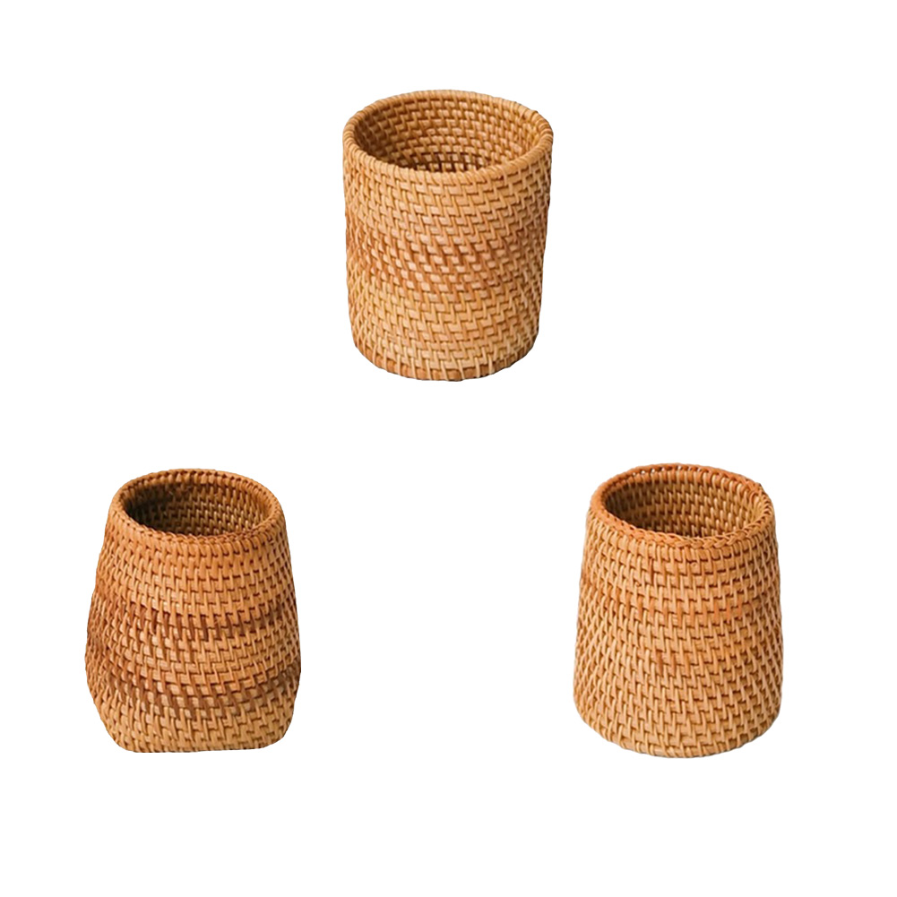 

Rattan Handwoven Tableware Storage Home Desktop Holder Organizer Bucket, 501 Original