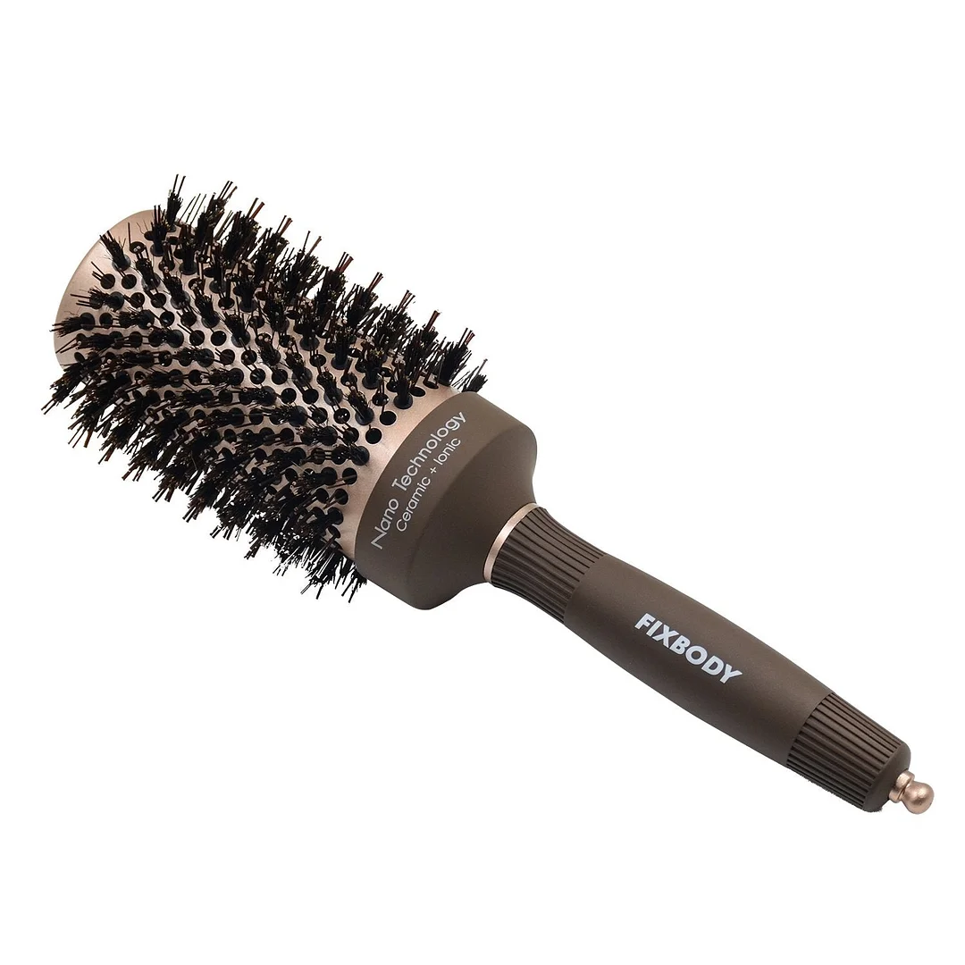 Boar Bristles Round Hair Brush, Nano Thermal Ceramic & Ionic Tech & Anti-Static  (3.3 inch, Barrel 2 inch)