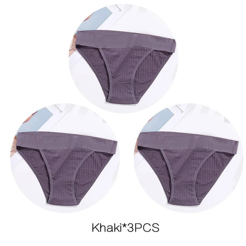 FINETOO 3Pcs/set Panties Women Cotton Underwear Female Sexy Lingerie Ladies Casual Brief Women Striped Underpants Intimates M-XL